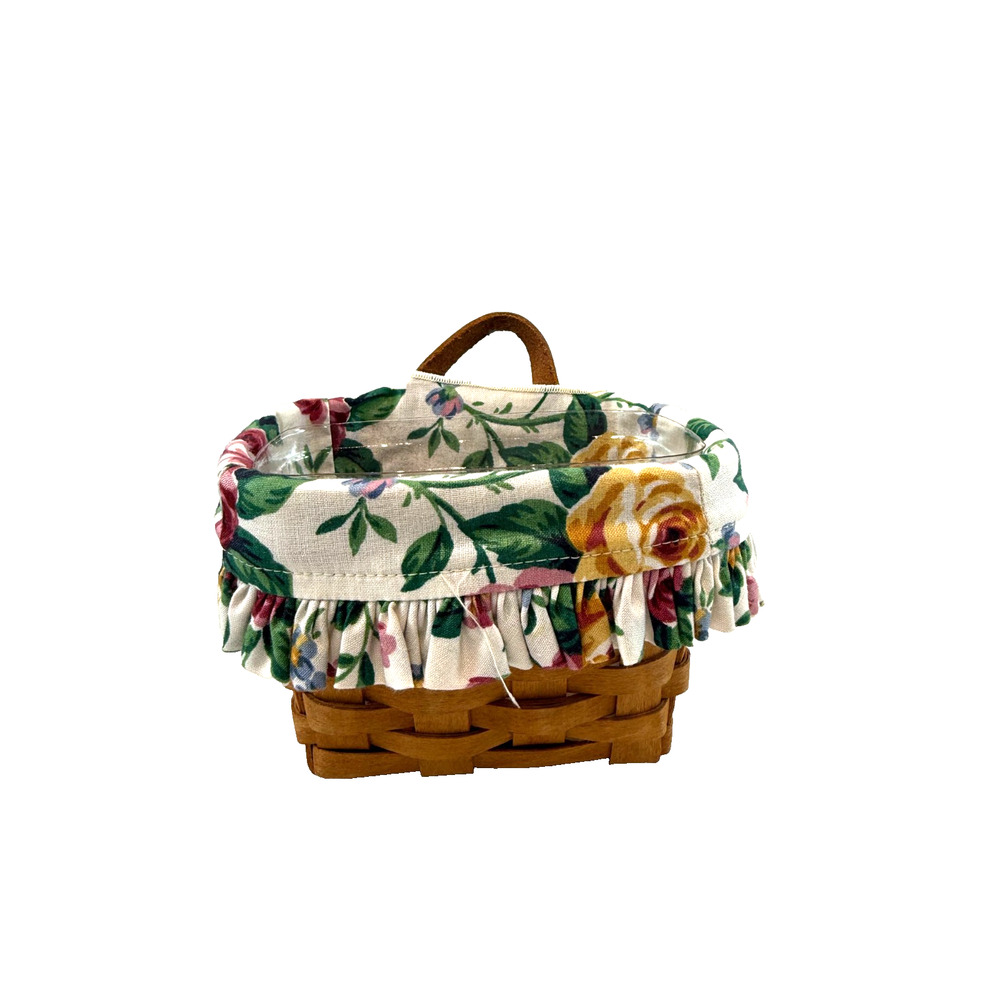 1993‎ Longaberger Ambrosia Basket w/Rose Liner & Protector 5.5"L x 4"W x 4"H